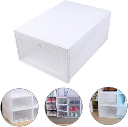 6pcs Transparent Stackable Shoes Container Drawer Type Shoe Organizer Dustproof Design for Closets Entryway and Storage White