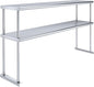 60" x 14" NSF Stainless Steel Double Overshelf | 18-Gauge Heavy-Duty | Includes Brackets