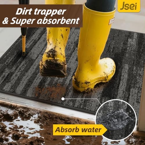 JSEI Dirt Trapper Door Mat 24"x60", Non-Slip Doormat, Light Gray - Image 3