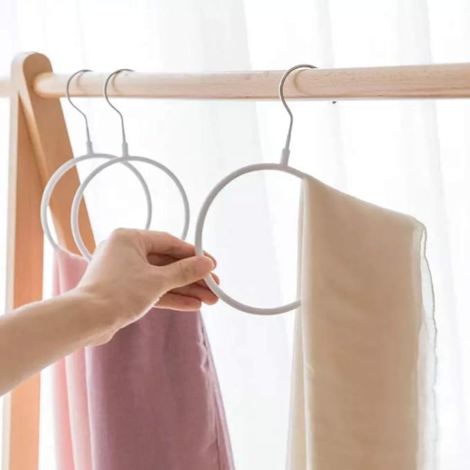 Belt/Scarf Hangers Organizer for Closet - 8 PCS Nonslip Large Scarves Holder Rack for Neckties, Winter Shawls Display, Pashminas (White)