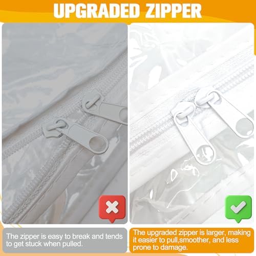 Plastic Storage Bags with Easy-Glide Zipper, Pack of 8, Durable Clear Vinyl Zippered Storage Bags for Clothes Sweaters Comforters Blankets Sheets Bedding (18 x 15 x 4 Inch, Transparent White) - Image 4