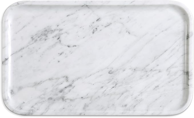 Yew & Tulip 14" x 8.5" Natural Marble Tray for Kitchen, Bathroom, Living Room – Serving/Decorative Vanity Tray for Jewelry, Candles, Decor (Carrara White)