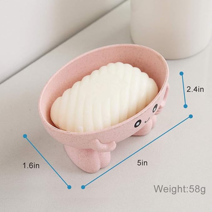 Soap Holder, Cute Soap Dish, Creative Lovely Bar Soap Tray Counter for Shower Bathroom Kitchen Countertop - Pink