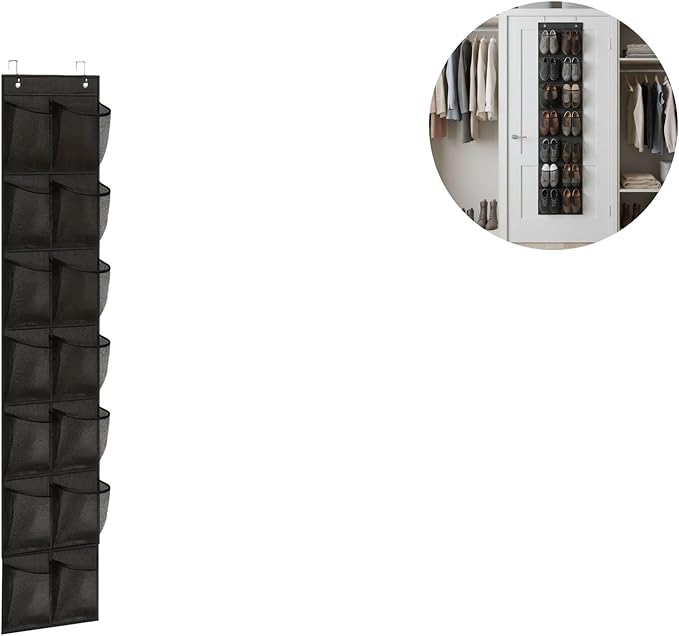 Over the Door Shoe Organizer for Bedroom Door with Multiple Pockets - Hanging Shoe Storage Bag Caddy
