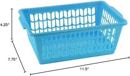YBM HOME Plastic Perforated Storage Basket Bin Office Drawer, Shelf Desktop Countertop Tray Organizer 32-1188 (1, Blue)