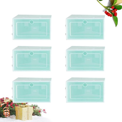 Cabilock 6pcs Stackable Transparent Shoe Containers Thicken Plastic Storage Box for Organizing Shoes for Closets Entryways and Item Storage