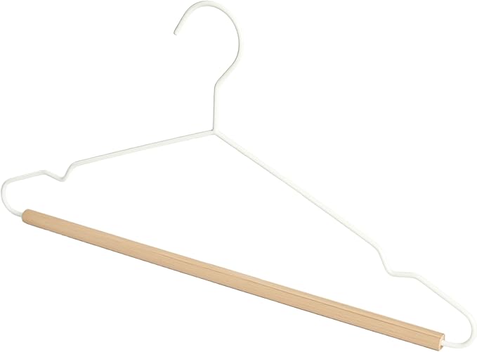 Premium Matt Metal White Suit Clothes Hanger 20 Pack Smooth Beech Wood Pants Bar,Durable Wood Top Suit Hangers Coat Hanger Dress Hanger Shirt Hanger