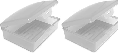 American Comb Travel Soap Box with lid - Translucent White- Set of 2 - Perfect for Traveling, Gym, or Storage. Made in The USA.