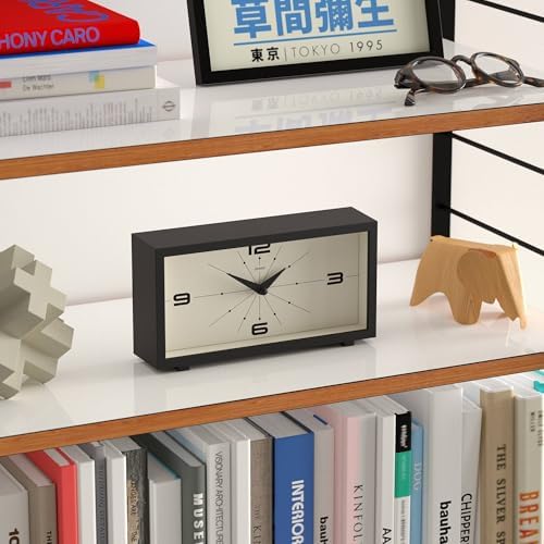 JONES CLOCKS® Odeon Desk Clock | Modern Rectangular Design | Black | Stylish Retro Look for Shelf, Table, Mantel or Bedside - Image 5