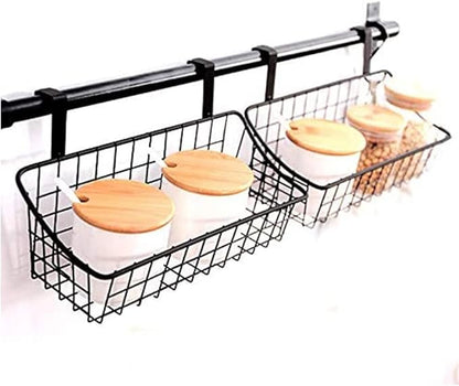 Basket with Hook Grid Storage Basket, Hang It Behind a Door or on a Railing, Over The Cabinet Door, White