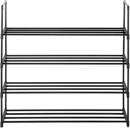 4 Tier Shoe Rack Shoe Shelf Organizer Free Standing Stackable Shoe Shelf Entryway Shoe Organizer Unit Storage Rack Natural Shoe Hold Stand Storage Modern Wood Home Furniture (Ship from USA)