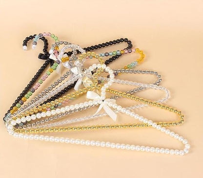 6-Piece Pearl Clothes Hanger Set Wedding Hanger Bridal Bridesmaid Hangers for Wedding Dress Standard Pearl Hangers (Multi-Color, 6)