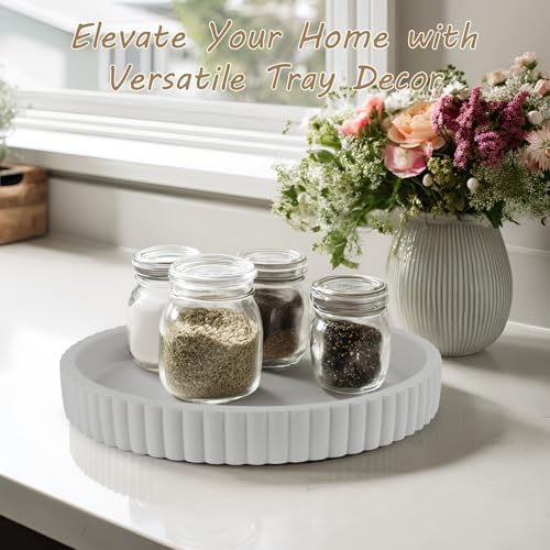 Round Decorative Tray for Coffee Table Decor-Modern Home Decor Tray-Concrete Coffee Table Serving Tray-Centerpiece Table Tray-Ottoman,Vanity, Bathroom, Kitchen,Dresser (Gray) - Image 6