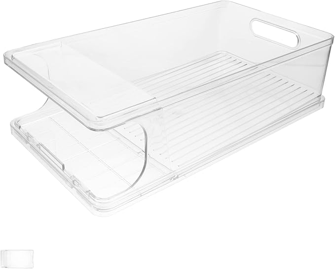 Stackable Beverage Can Organizer with Rolling Dispenser Practical Drink Storage for Fridge Countertop Pantry Easy for Soda Beer Cans