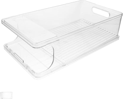 Stackable Beverage Can Organizer with Rolling Dispenser Practical Drink Storage for Fridge Countertop Pantry Easy for Soda Beer Cans