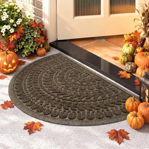 RORA Half Circle Door Mat Front Door Mat Outside Entrance Welcome Mat 17x30 by RORA