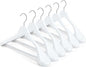 HOUSE DAY High-Grade Solid Wood Coat Hangers for Women, Wide Shoulder Wooden Hangers, Suit Hangers with Non Slip Pants Bar, Smooth Finish 360° Swivel Hook for Dress, Heavy Clothes Hangers 6 Pack White