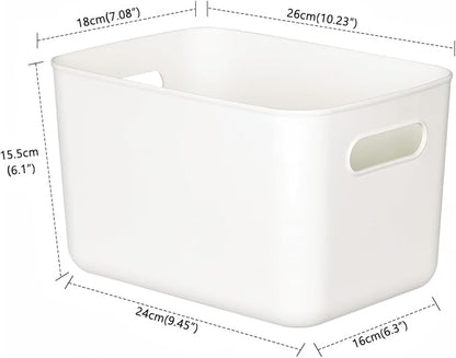 Set Of 6 Plastic Storage Bins,10×7×6 inch Versatile Kitchen Pantry Organization and Storage,for Plastic Storage Container Under Bed,Under Sink Bathroom Organizer (White, 6XS)