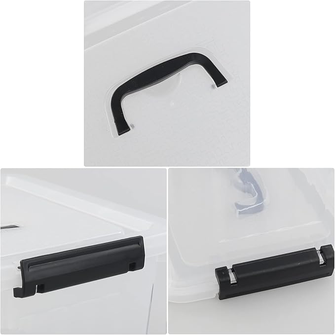 6-pack Latch Storage Boxes with Lids and Handles, Clear Plastic Box Bin, 10 Liters