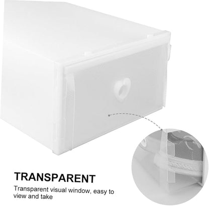 3pcs Drawer-style Shoe Storage Boxes, 31x20x12cm White Pp Plastic Dustproof and Moisture-resistant Organizer for Women’s Loafers and Sneakers