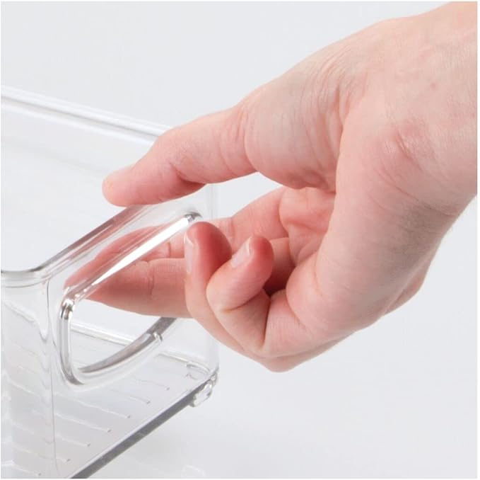 mDesign Plastic Bathroom Storage Container Bins w/ Handles - Closet, Cabinet, Vanity, Cupboard Shelf Organization, Hair Tools Accessory Organizer - Ligne Collection; Clear, 10x4x3 (Pack of 2)
