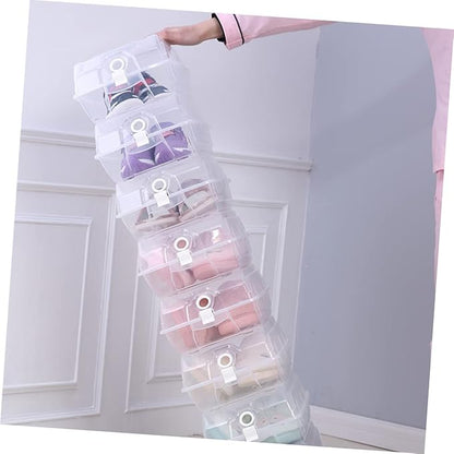 IMIKEYA 2PCS Thickened Plastic Shoe Storage Box Lid Large Dustproof Organizer for Men and Women Stackable Shoe Box for Closet and Entryway Style