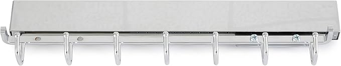 Rev-A-Shelf Sidelines 14" Pull Out Sliding Deluxe Belt, Scarf, Tie Accessory Organization Rack Holder Hanger with 7 Hooks, Chrome, CBRSL-14CR-1