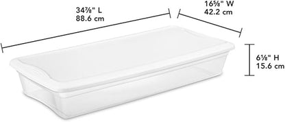 Sterilite 12-Pack 41 Quart Storage Box, Stackable Clear Plastic Bins with Snap-On Lids - Heavy-Duty Organizing Containers for Closet, Bathroom, and Office