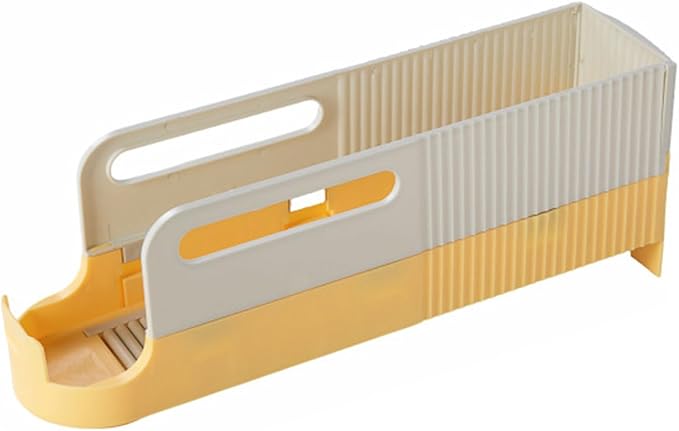 Space Efficient Sodas Can Rack Automatic Sliding Dispenser for Kitchens Counter or Fridge with Auto Replenish Feature Sliding Bottle Shelf