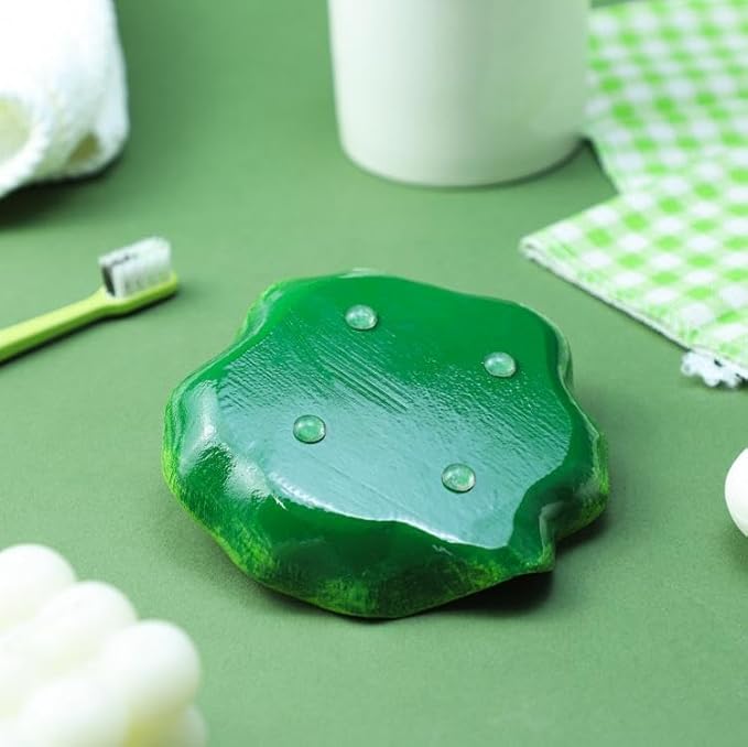 123Arts Frog Soap Dish Lotus Leaf Resin Soap Holder Soap Box Storage Tray