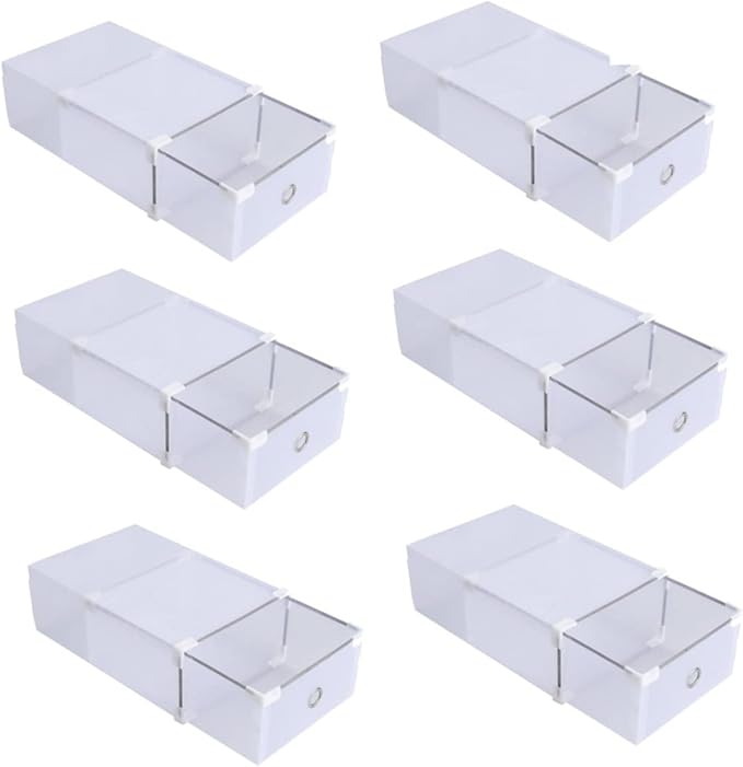 Amosfun 6pcs Shoes Storage Case Translucent Boxes Keep Shoes Clean Tidy for Dorm Home Office