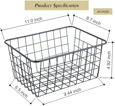 JUNCHU CHERRY Wire Kitchen Storage Basket 4 Packs,Perfect Pantry Organization Accessories Baskets,Laundry Basket,Countertop Organization,Suitable for Kitchen,Bathroom,Bedroom,Tabletop,Stackable,Chrome - Image 3