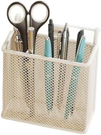 Hanging Pen Holder with Hook Storage Box - Wall-Mountable Desk Organizer for Office Desktop, Partition Screen, Workstation & Bedroom Side Storage (white) by Unknown