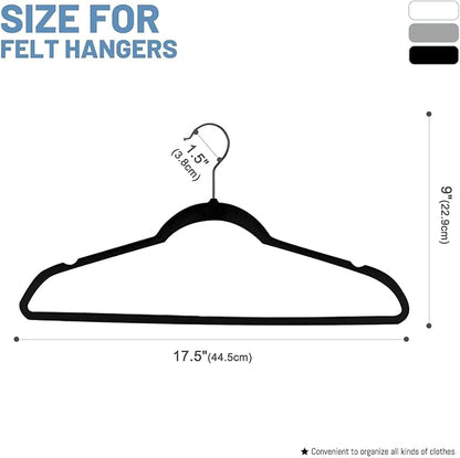 HOUSE DAY Black Velvet Hangers 120 Pack, Non Slip Felt Hanger, Slim Velvet Clothes Hangers for Suits, Shirt, Heavy Duty Coat Hanger for Closet
