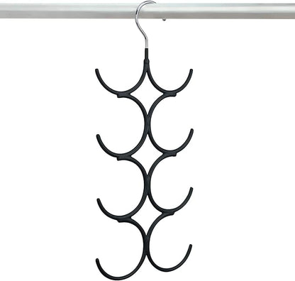 Yizhi Scarf Hanger Organizer Holder, No Snag Belt Rack Tie Hanger Sturdy 8 Hook Space Saving Closet Accessory Organizer for Scarves, Ties, Belts, Shawls, Pashminas and Jewelry (1, Black)