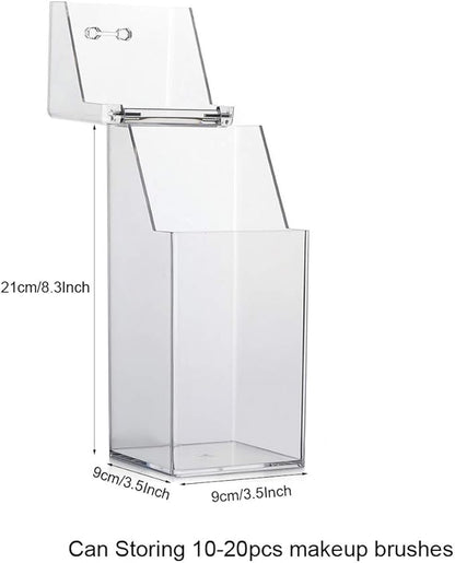 1PC Clear Acrylic Makeup Brushes Holder with Lid Cosmetic Brushes Organizer Waterproof Cosmetic Storage Display Box Case for Dressing Tables and Vanity