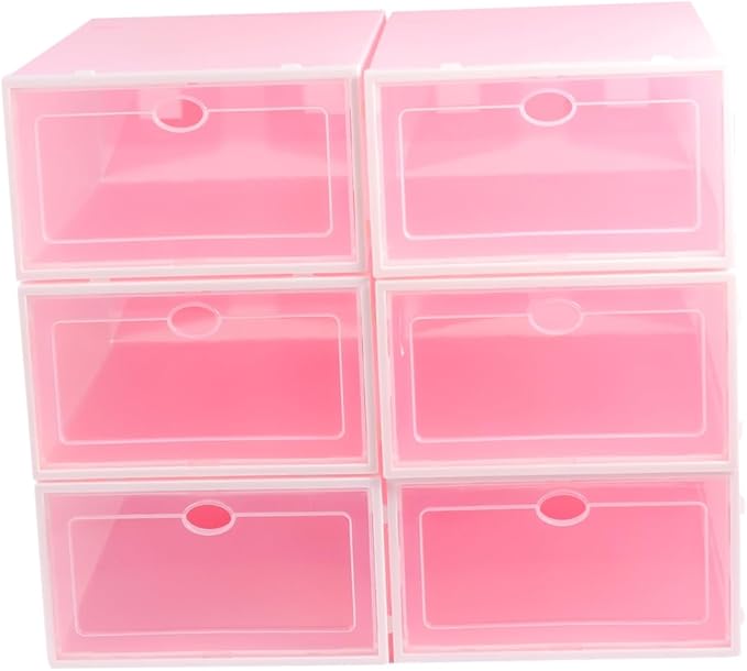 6pcs Thicken Shoe Boxes Storage Container Lids Stackable Shoe Racks for Home Office