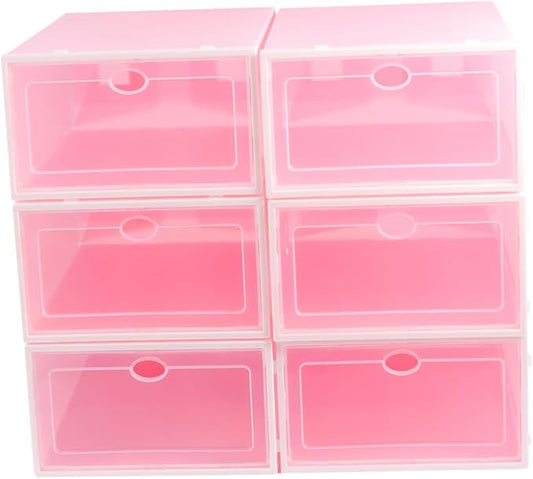 6pcs Thicken Shoe Boxes Storage Container Lids Stackable Shoe Racks for Home Office