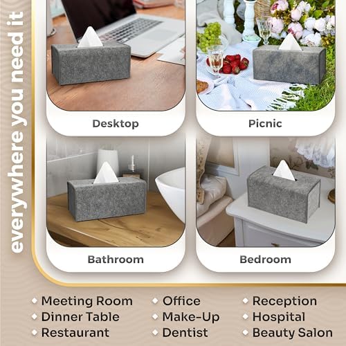 Lotteli Kitchen Felt Tissue Box Cover, Rectangle Large, Taupe, 2 Pack - Image 3