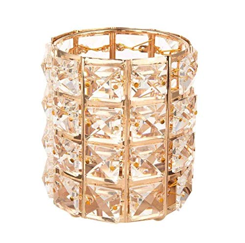 Crystal Makeup Brush Holder Organizer Eyebrow Comb Brushes Pen Pencil Cup Container Cosmetic Storage Organizer,Handcrafted Cosmetics Brushes Cup (Gold)