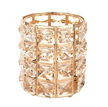 Crystal Makeup Brush Holder Organizer Eyebrow Comb Brushes Pen Pencil Cup Container Cosmetic Storage Organizer,Handcrafted Cosmetics Brushes Cup (Gold)