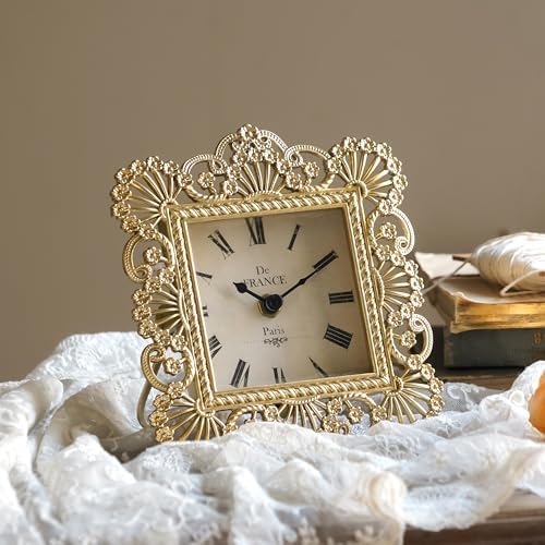 NIKKY HOME Vintage Table Clock, Non-Ticking Battery Operated for Living Room - Image 5