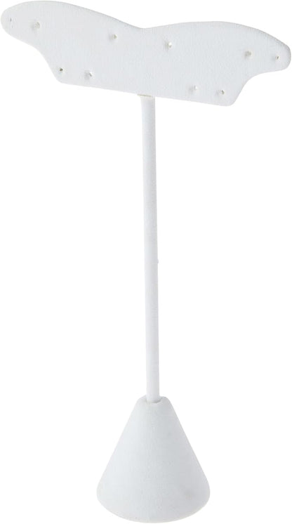 Plymor White Faux Leather Fish Tail Style, Five Pair Earring Display Stand, 3.125" W x 1.25" D x 5.5" H