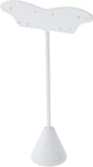 Plymor White Faux Leather Fish Tail Style, Five Pair Earring Display Stand, 3.125" W x 1.25" D x 5.5" H