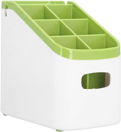 Tissting Cutlery Storage Box with Knife Rack, 6 Compartment Storage Organizer for Flatware, Forks, Knives, Spoons and Brushes, Multipurpose Tableware Rack for Kitchen Countertop(6.5x6.7x4.1in)