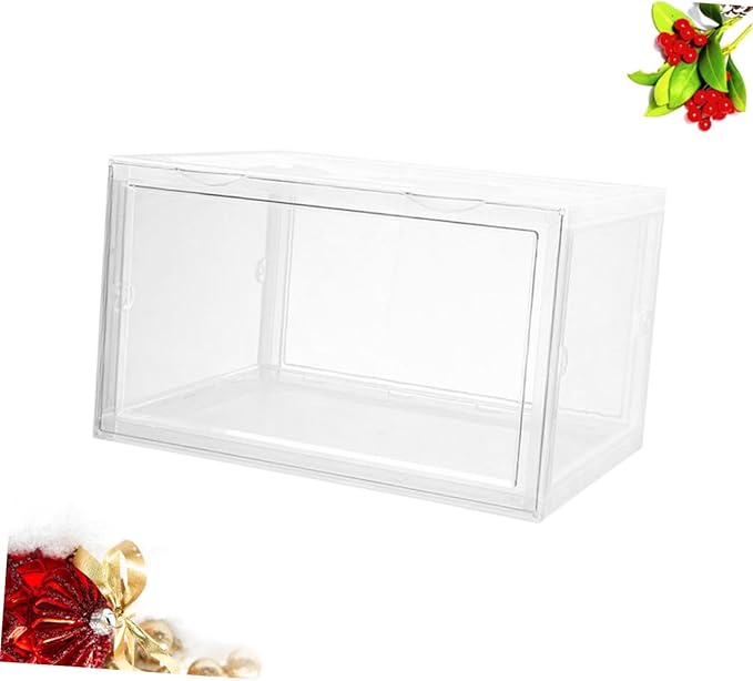 MAGICLULU Shoe Box with Magnetic Closure, Stackable Dustproof Shoe Storage Container, Plastic Organizer for Sneakers and Closet Storage