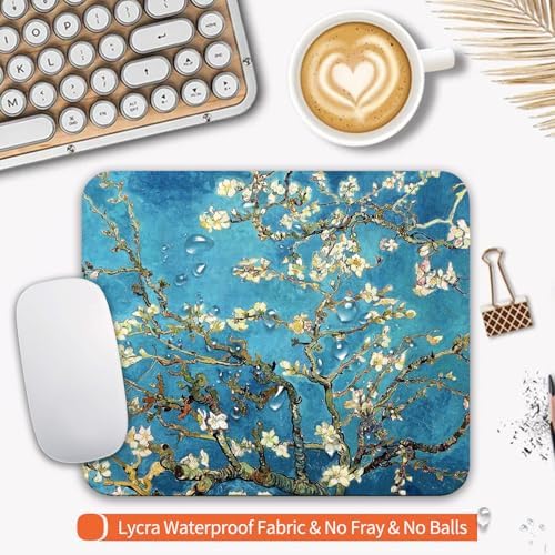 Square Mouse Pad Apricot Flower, Personalized Premium-Textured Custom Mouse Mat Design, Washable Mousepad Cloth, Non-Slip Rubber Base Computer Mouse Pads for Wireless Mouse - Image 3