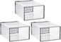 Shoe Storage Boxes 3pcs Dustproof Plastic Shoe Organizer for High-top Sneakers and Boots for Home Closet Gray 34x15.5x24cm