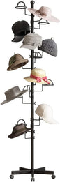Hat Rack with 15 Circular Hooks Floor Hat Stand Freestanding Hats Rack Stand Adjustable Metal Hats Tree Organizer Rack Display Standing Suitable for Home Store Commercial, Black
