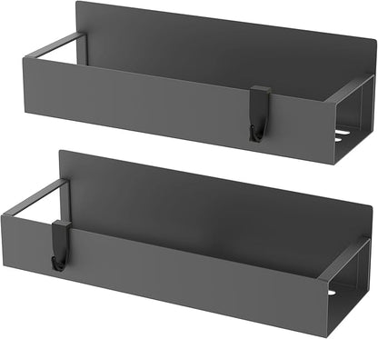 HuggieGems 2 Pack Magnetic Spice Storage Rack Organizer for Refrigerator and Oven, Dark Gray Fridge Organizers and Storage